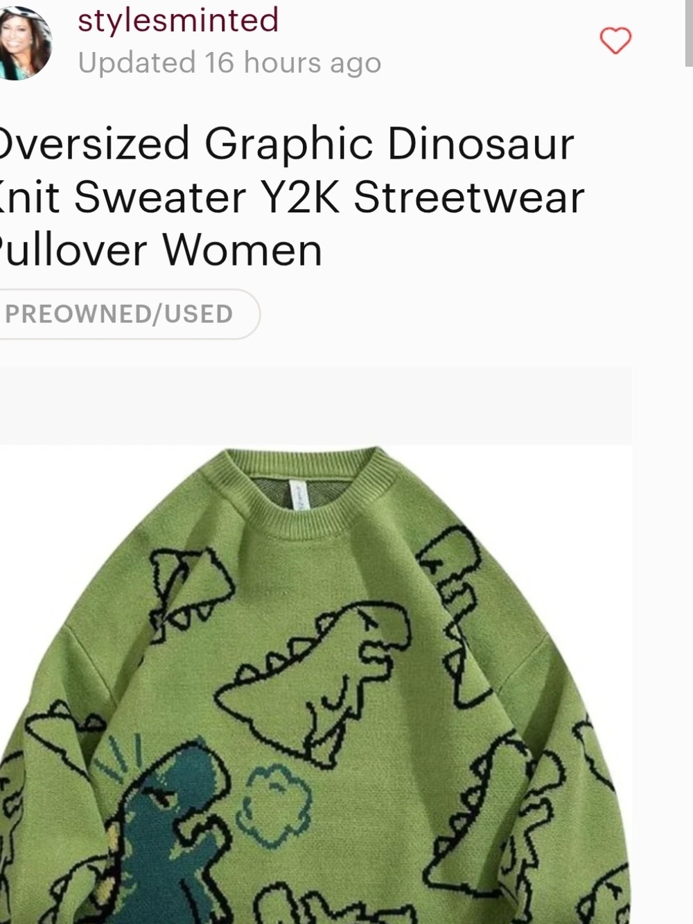 Aelfric Eden Green Dinosaur Graphic Crewneck Sweater